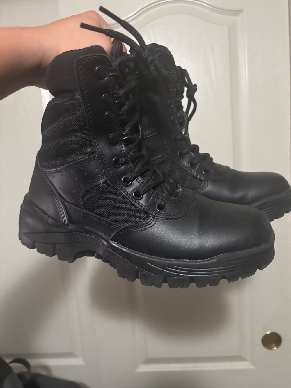 Tactical Black Men's Lace-Up Combat Boots